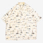 MEN'S VINTAGE 1990S FISHING PATTERNED SHORT SLEEVE SHIRT - LARGE
