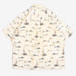 MEN'S VINTAGE 1990S FISHING PATTERNED SHORT SLEEVE SHIRT - LARGE