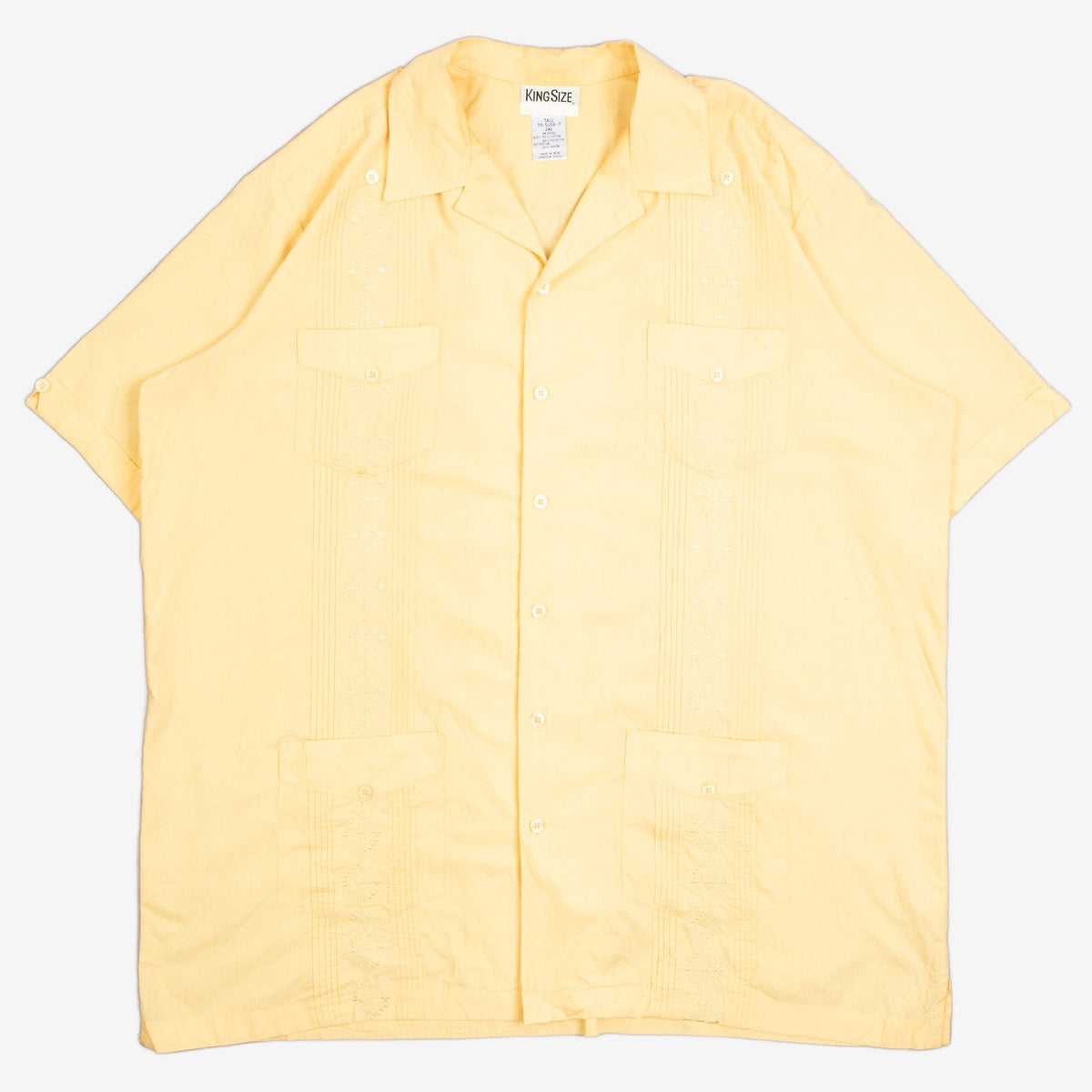 MEN'S VINTAGE 1990S CUBAN GUAYABERA SHORT SLEEVE SHIRT - XX-LARGE