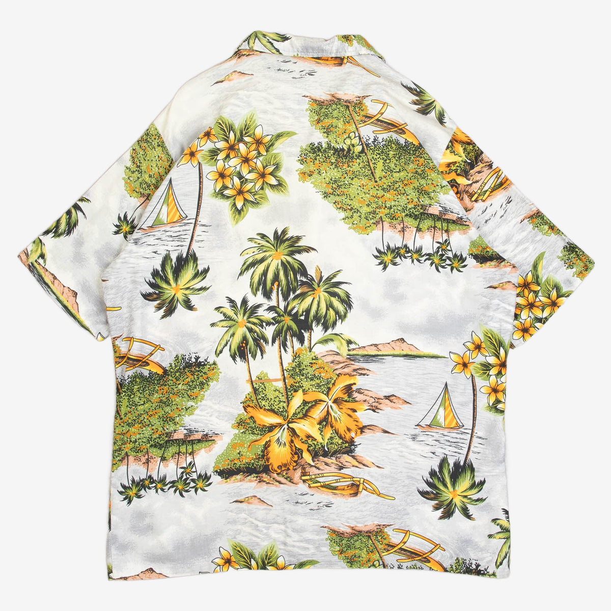 MEN'S VINTAGE 1980S HAWAIIAN SHORT SLEEVE PATTERNED SHIRT - LARGE
