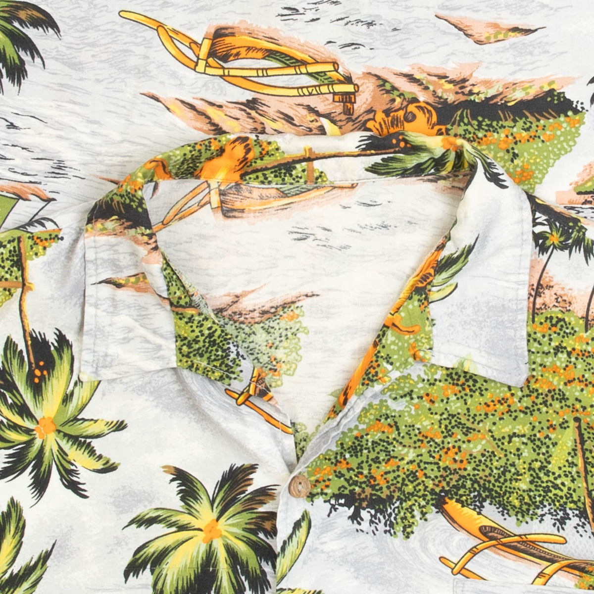 MEN'S VINTAGE 1980S HAWAIIAN SHORT SLEEVE PATTERNED SHIRT - LARGE