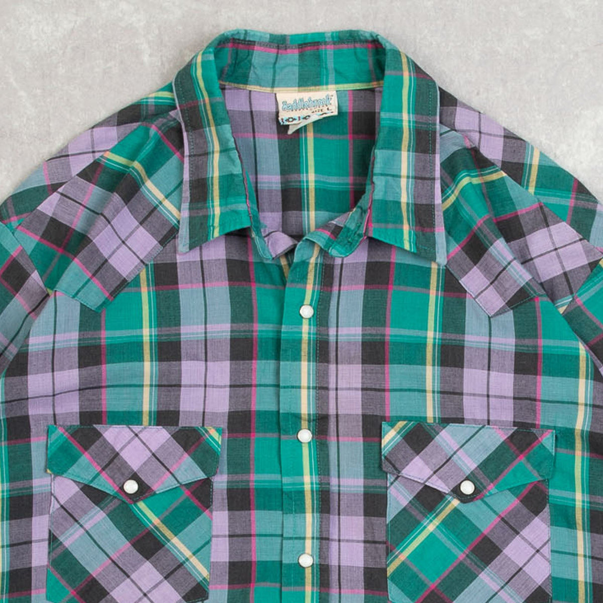 MEN'S VINTAGE 1980S CHECKED WESTERN SHIRT - LARGE