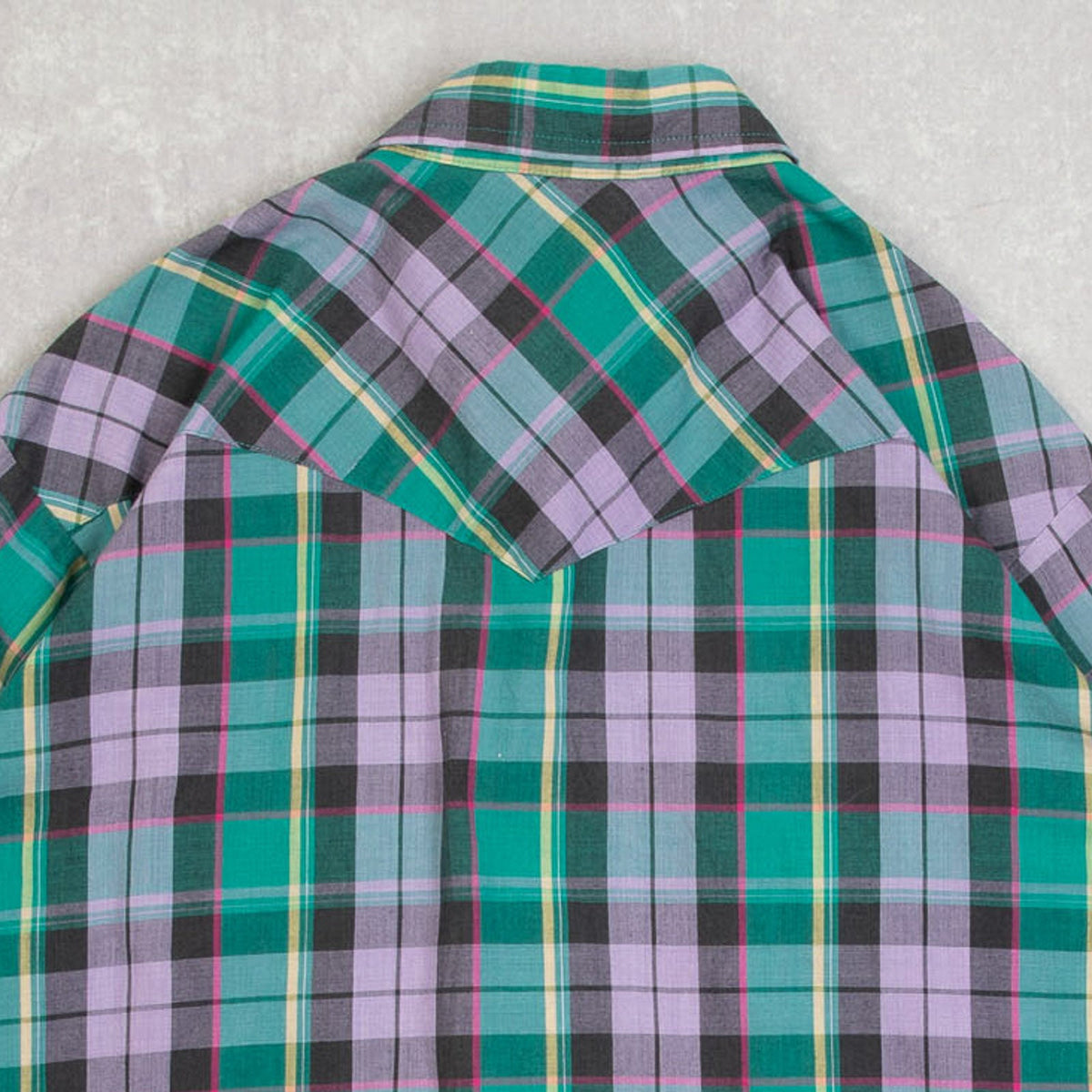 MEN'S VINTAGE 1980S CHECKED WESTERN SHIRT - LARGE