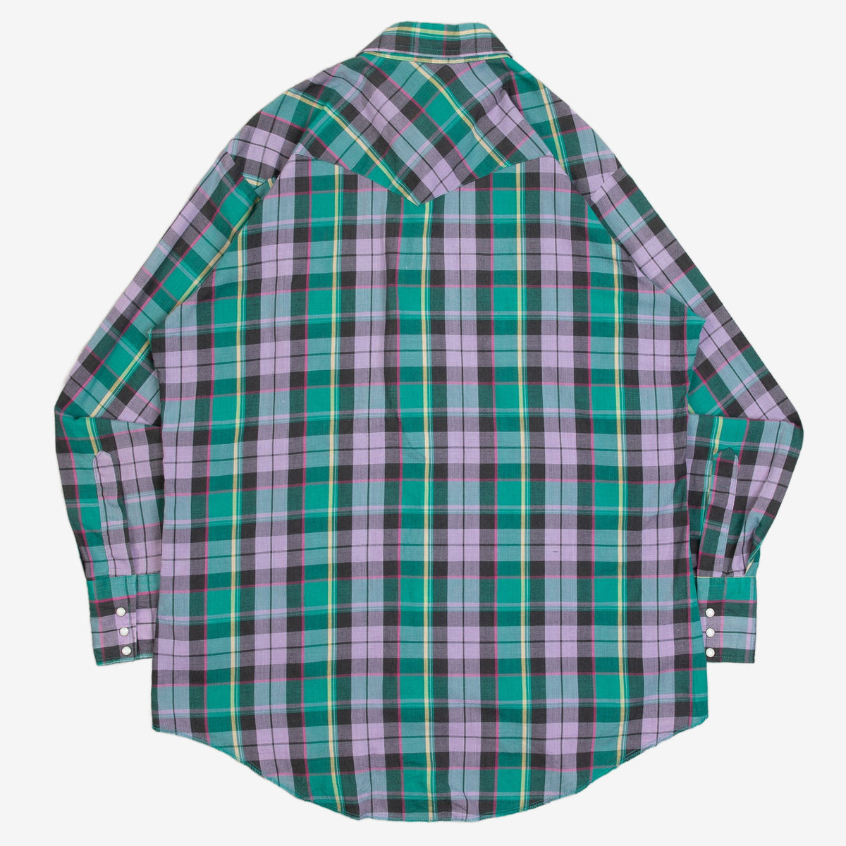 MEN'S VINTAGE 1980S CHECKED WESTERN SHIRT - LARGE