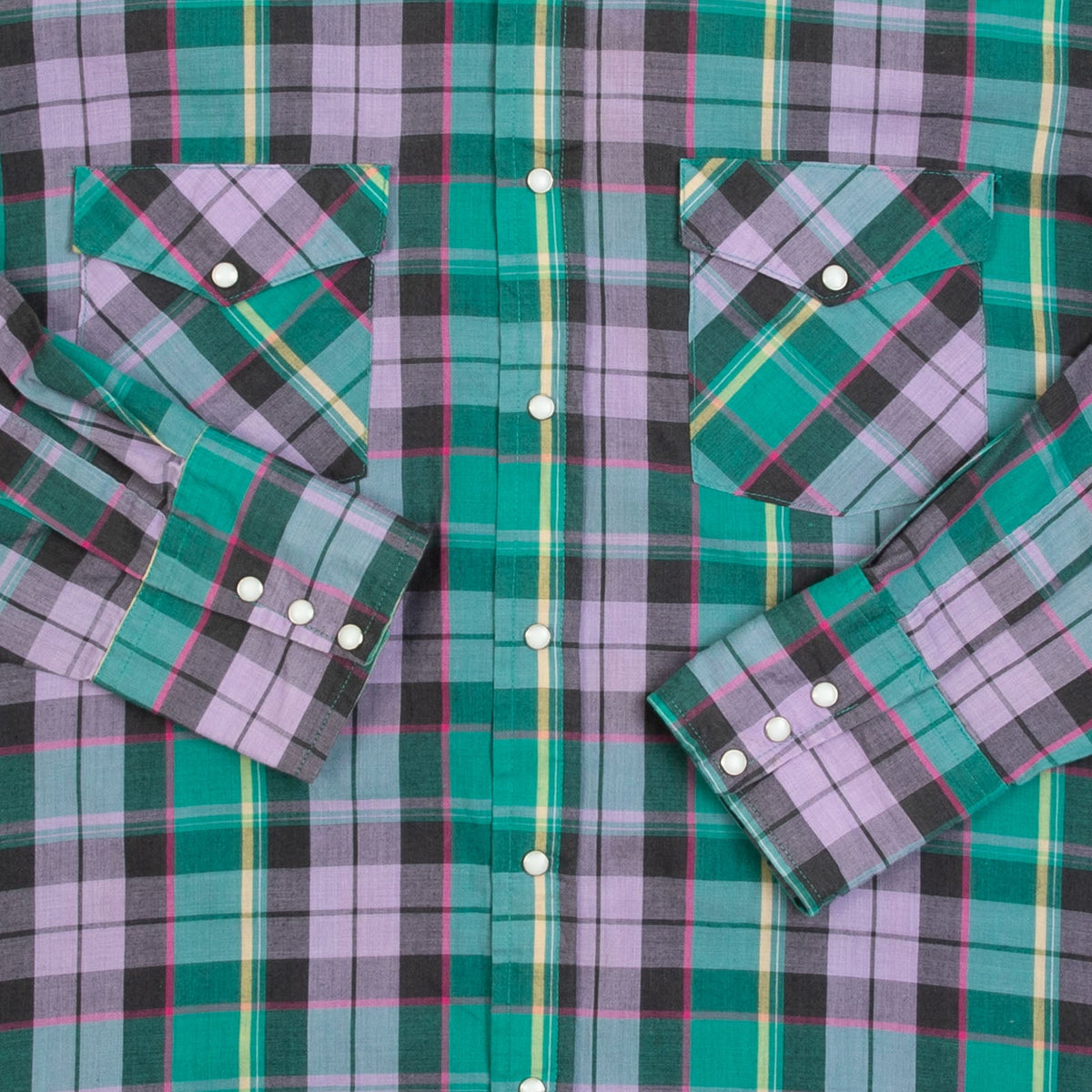 MEN'S VINTAGE 1980S CHECKED WESTERN SHIRT - LARGE