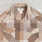 MEN'S VINTAGE 1980S CHECKED WESTERN SHORT SLEEVE SHIRT - LARGE