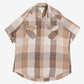 MEN'S VINTAGE 1980S CHECKED WESTERN SHORT SLEEVE SHIRT - LARGE