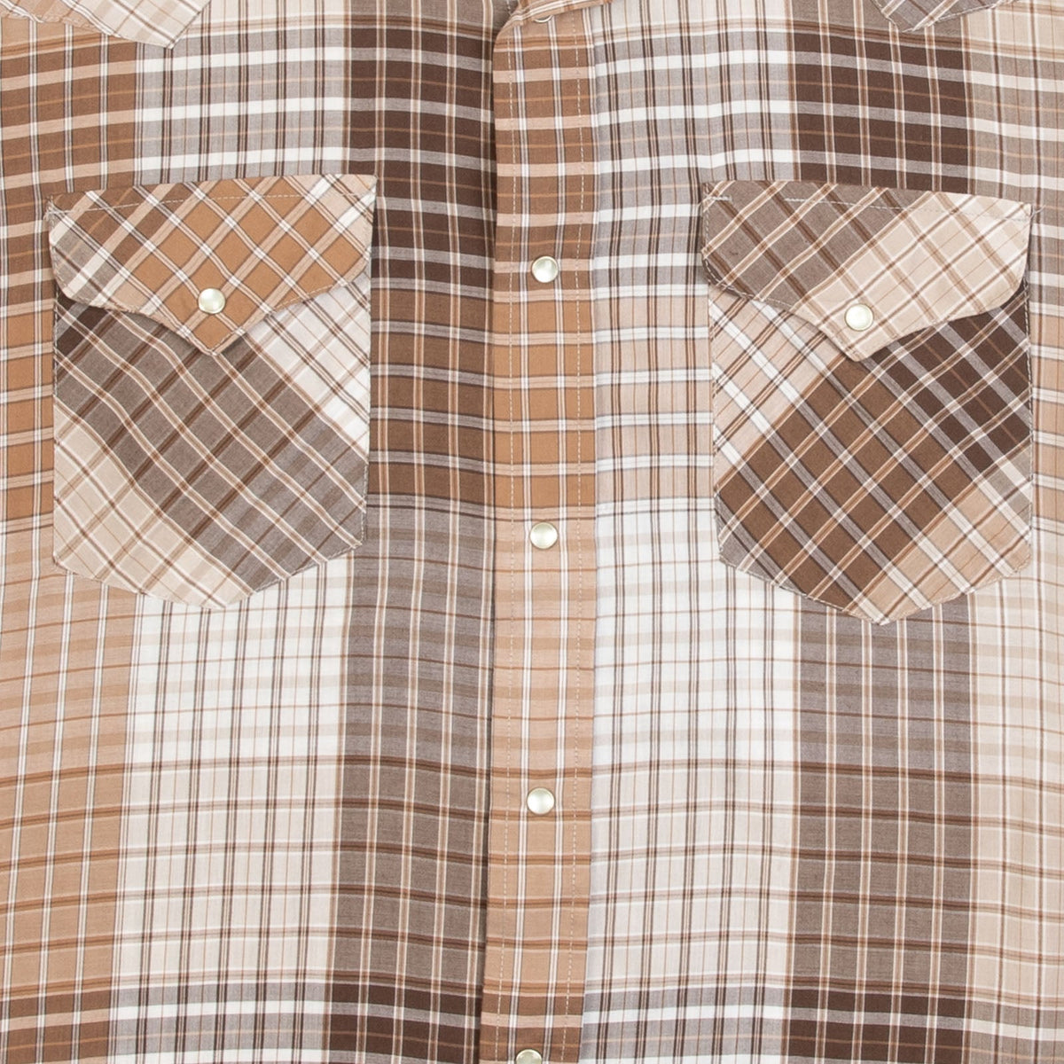 MEN'S VINTAGE 1980S CHECKED WESTERN SHORT SLEEVE SHIRT - LARGE