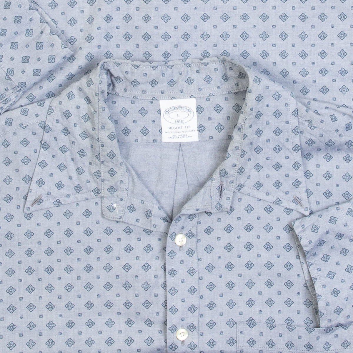 MEN'S VINTAGE 1990S BROOKS BROTHERS REGENT PATTERNED SHIRT - LARGE