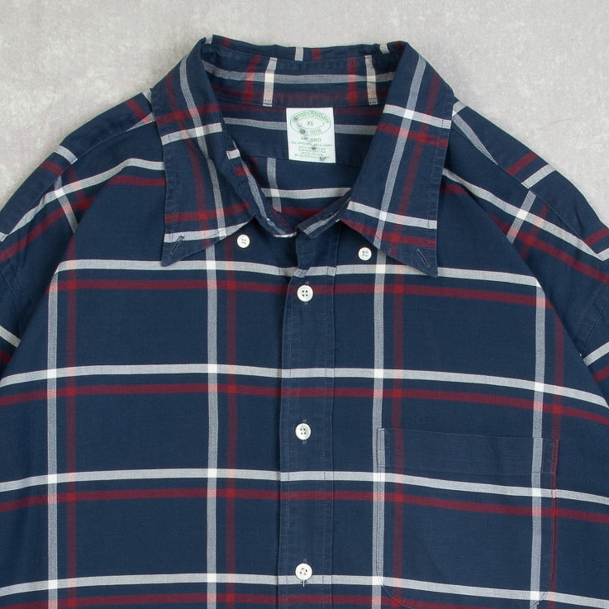MEN'S VINTAGE 1990S BROOKS BROTHERS MILANO CHECKED SHIRT - X-LARGE