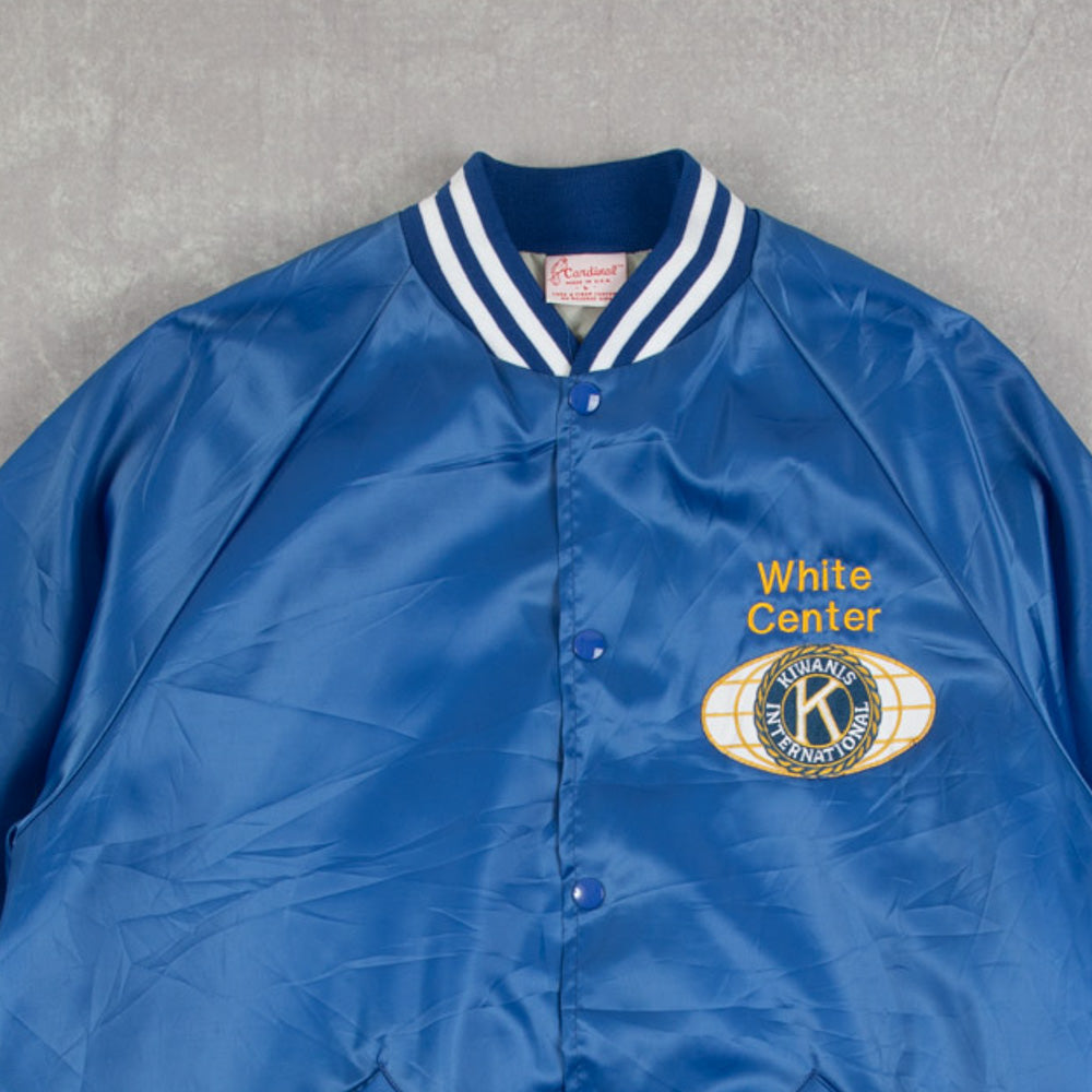 MEN'S VINTAGE 1990S KIWANIS INTERNATIONAL SATIN BOMBER JACKET - LARGE
