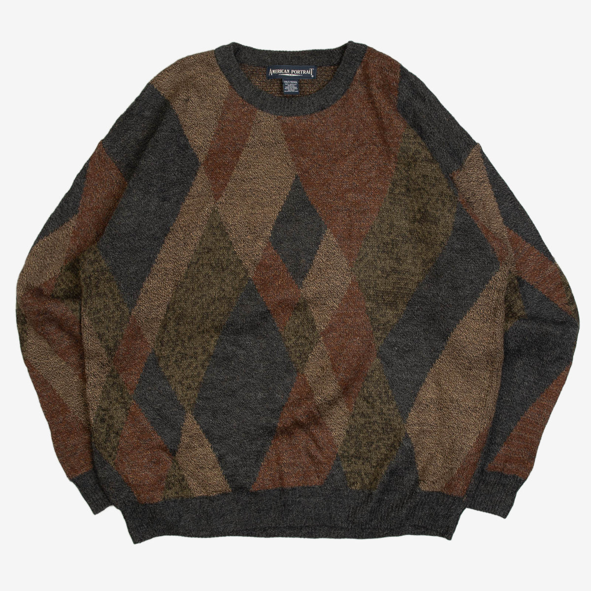 MEN'S VINTAGE 1990S PATTERNED KNITTED JUMPER - XXX-LARGE