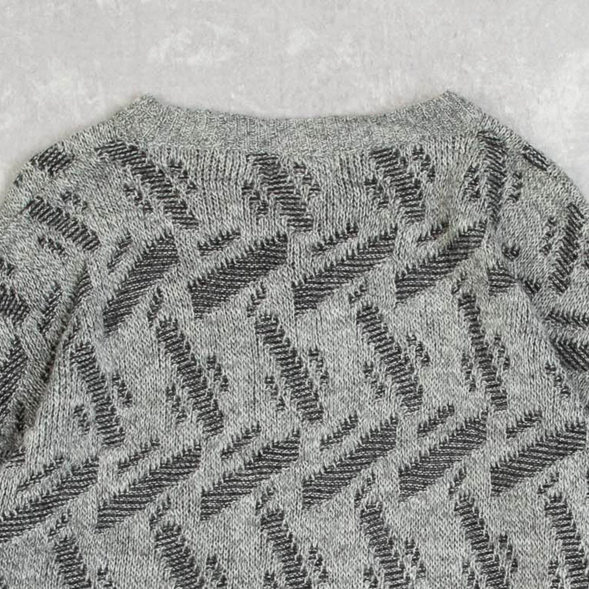 MEN'S VINTAGE 1970S STRUCTURED PATTERNED KNITTED JUMPER - MEDIUM