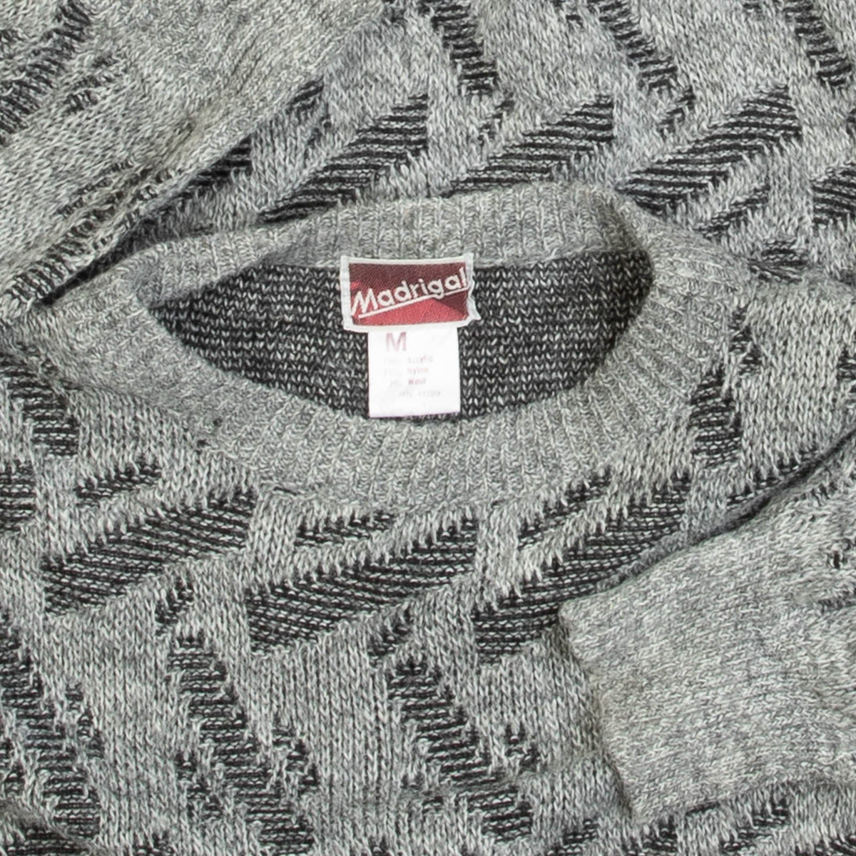 MEN'S VINTAGE 1970S STRUCTURED PATTERNED KNITTED JUMPER - MEDIUM
