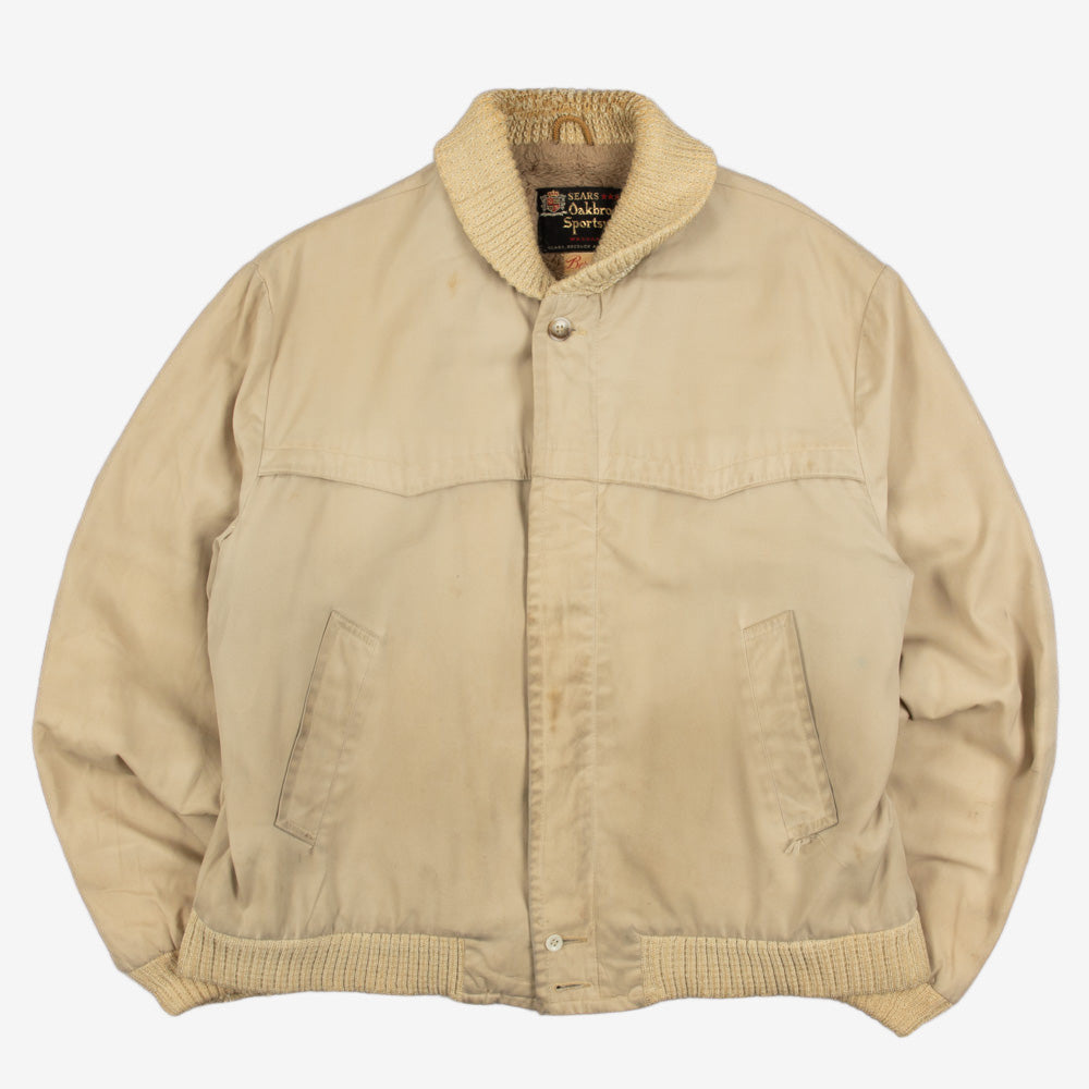 MEN'S VINTAGE 1990S SEARS FLEECE LINED COLLARED FULL ZIP JACKET - LARGE