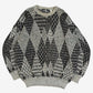 MEN'S VINTAGE 1980S LEATHER PATCH PATTERNED KNITTED JUMPER - X-LARGE