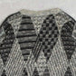 MEN'S VINTAGE 1980S LEATHER PATCH PATTERNED KNITTED JUMPER - X-LARGE