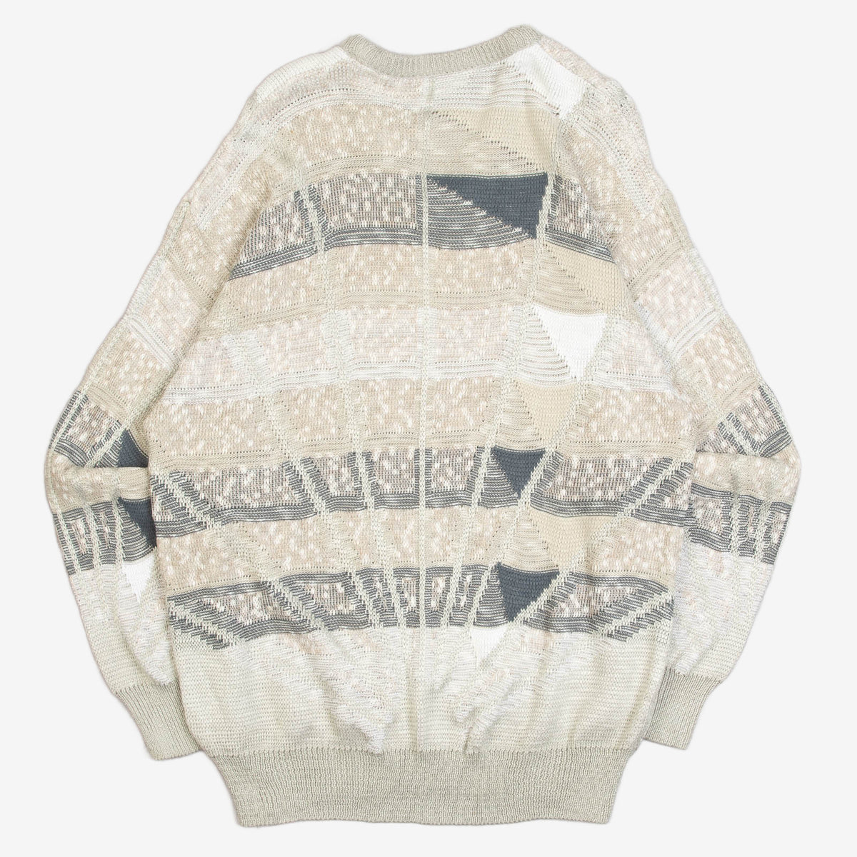 MEN'S VINTAGE 1990S PATTERNED KNITTED JUMPER - X-LARGE