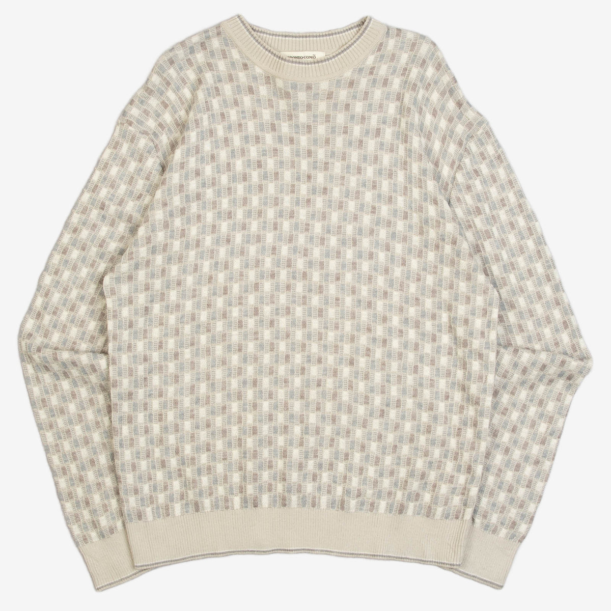 MEN'S VINTAGE 1990S STRUCTURED PATTERNED KNITTED JUMPER - LARGE