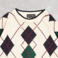 MEN'S VINTAGE 1990S ARGYLE PATTERNED KNITTED JUMPER - LARGE