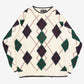 MEN'S VINTAGE 1990S ARGYLE PATTERNED KNITTED JUMPER - LARGE