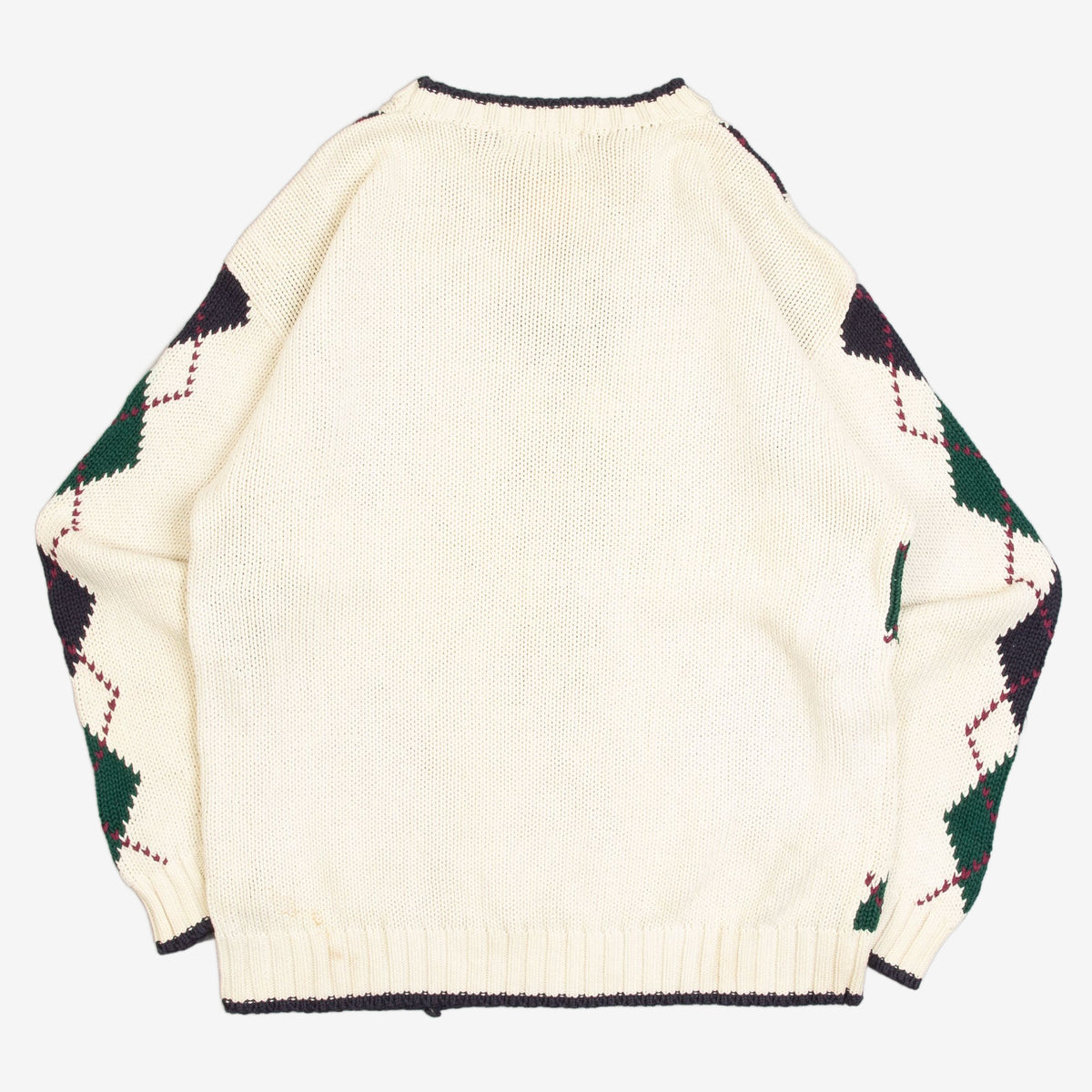 MEN'S VINTAGE 1990S ARGYLE PATTERNED KNITTED JUMPER - LARGE