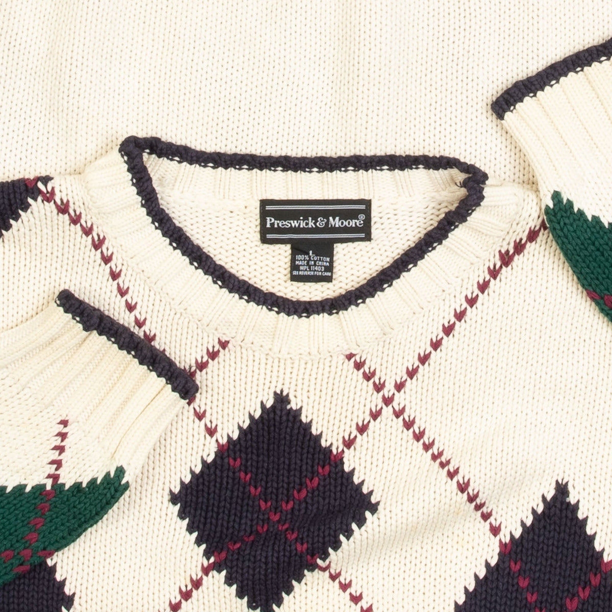 MEN'S VINTAGE 1990S ARGYLE PATTERNED KNITTED JUMPER - LARGE