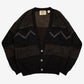 MEN'S VINTAGE 1980S LEATHER PATCH PATTERNED KNITTED CARDIGAN - MEDIUM