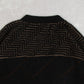 MEN'S VINTAGE 1980S LEATHER PATCH PATTERNED KNITTED CARDIGAN - MEDIUM