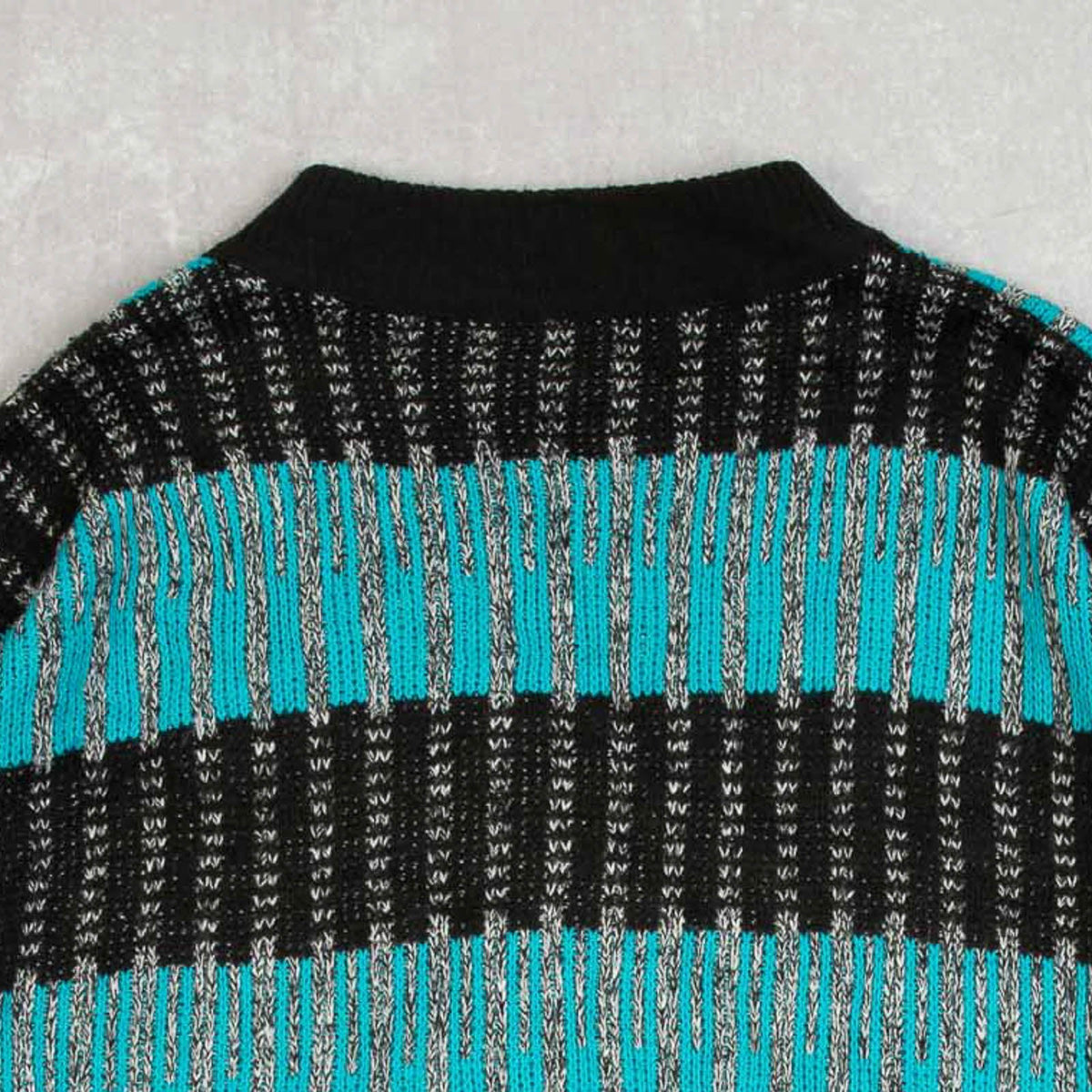 MEN'S VINTAGE 1980S STRIPED KNITTED JUMPER - LARGE