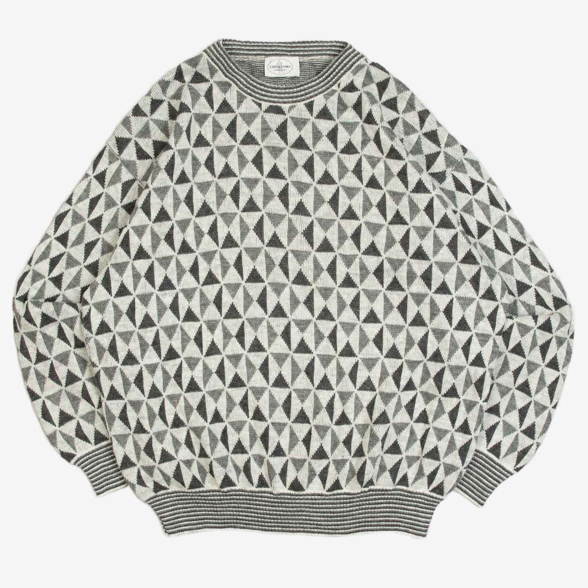 MEN'S VINTAGE 1980S PATTERNED KNITTED JUMPER - LARGE