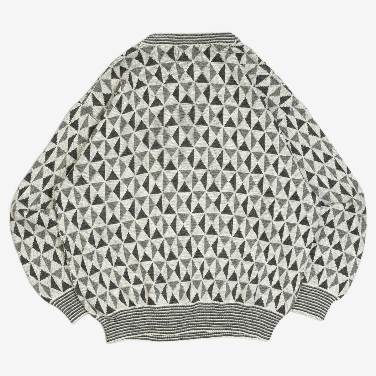 MEN'S VINTAGE 1980S PATTERNED KNITTED JUMPER - LARGE