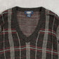 MEN'S VINTAGE 1990S CHECKED KNITTED JUMPER - X-LARGE