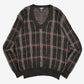 MEN'S VINTAGE 1990S CHECKED KNITTED JUMPER - X-LARGE