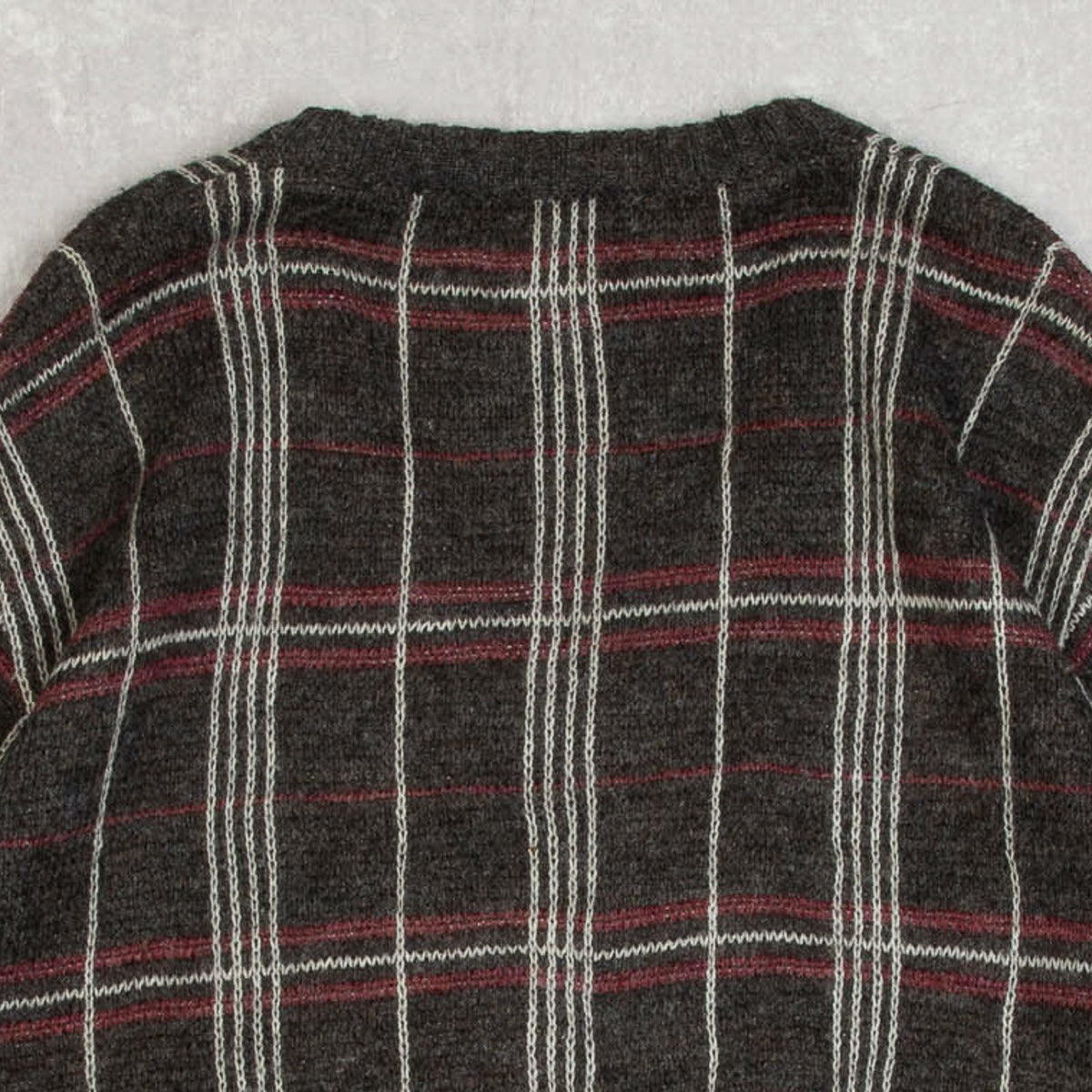 MEN'S VINTAGE 1990S CHECKED KNITTED JUMPER - X-LARGE