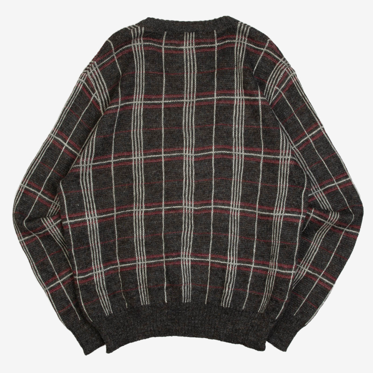 MEN'S VINTAGE 1990S CHECKED KNITTED JUMPER - X-LARGE