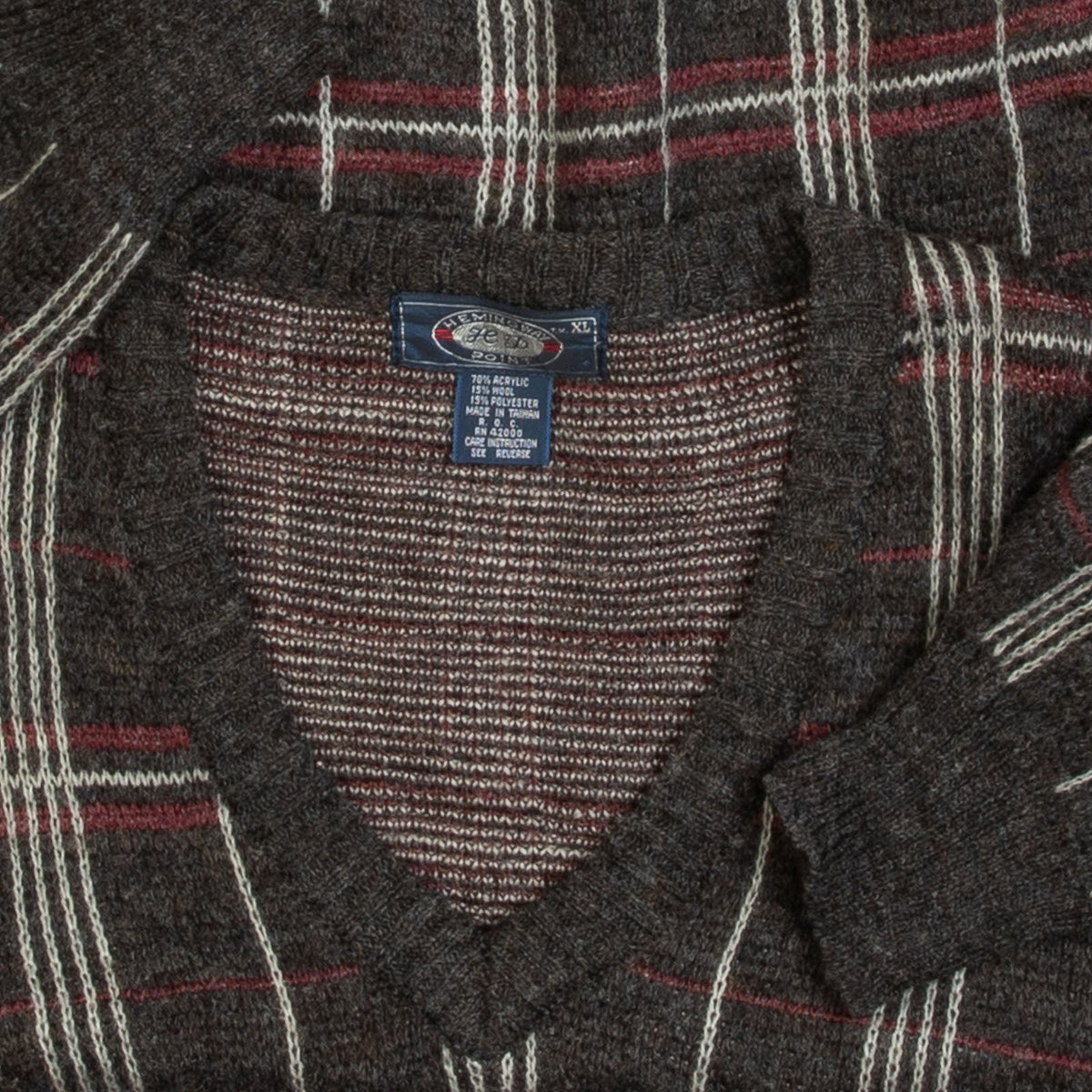 MEN'S VINTAGE 1990S CHECKED KNITTED JUMPER - X-LARGE