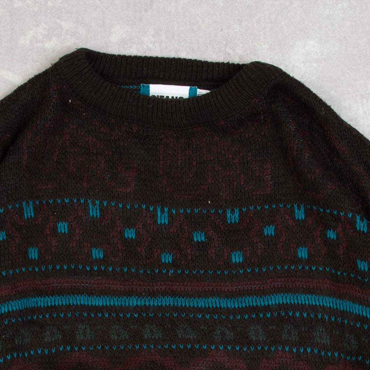 WOMEN'S VINTAGE 1990S STRIPED PATTERNED KNITTED JUMPER - LARGE