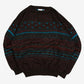 WOMEN'S VINTAGE 1990S STRIPED PATTERNED KNITTED JUMPER - LARGE