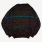 WOMEN'S VINTAGE 1990S STRIPED PATTERNED KNITTED JUMPER - LARGE