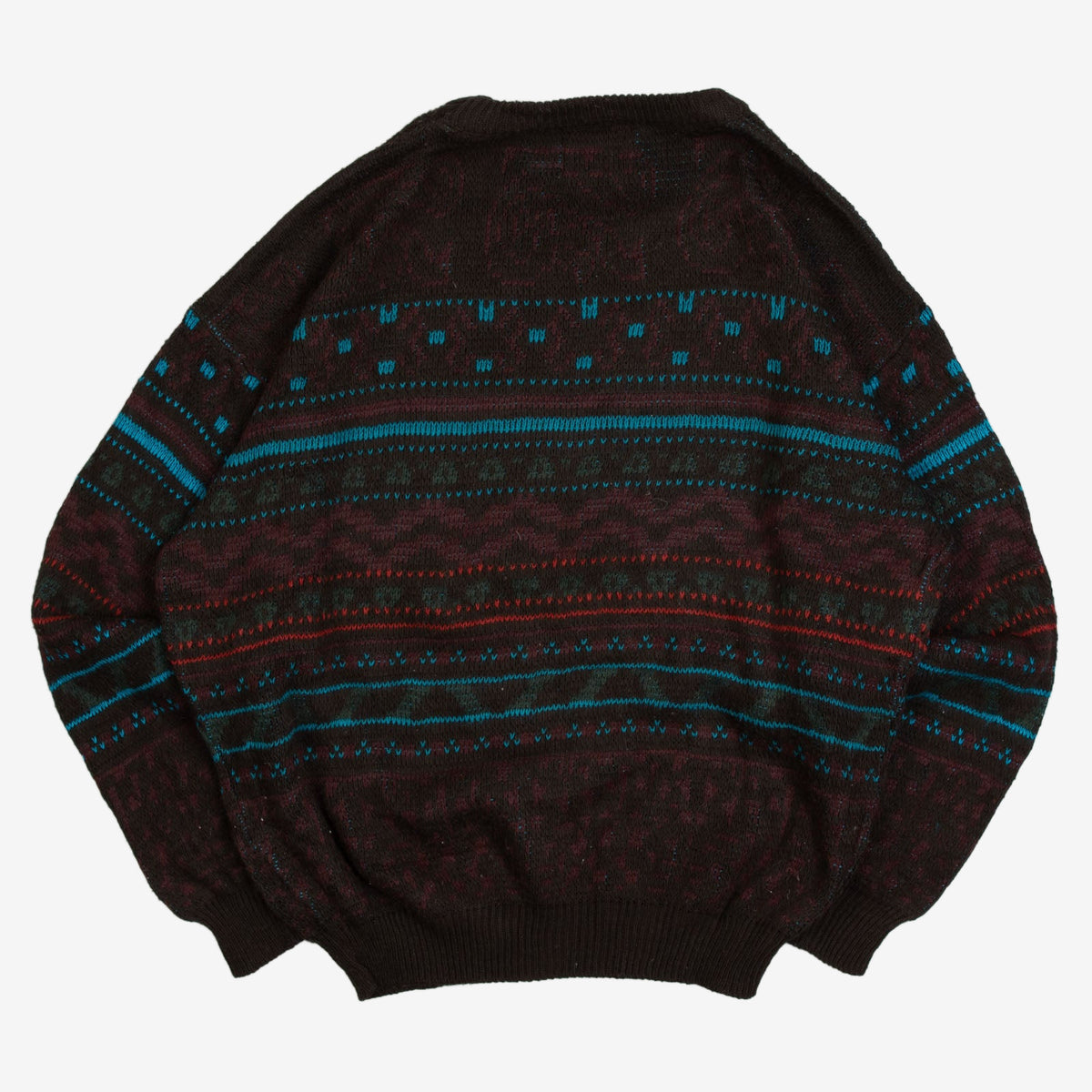WOMEN'S VINTAGE 1990S STRIPED PATTERNED KNITTED JUMPER - LARGE