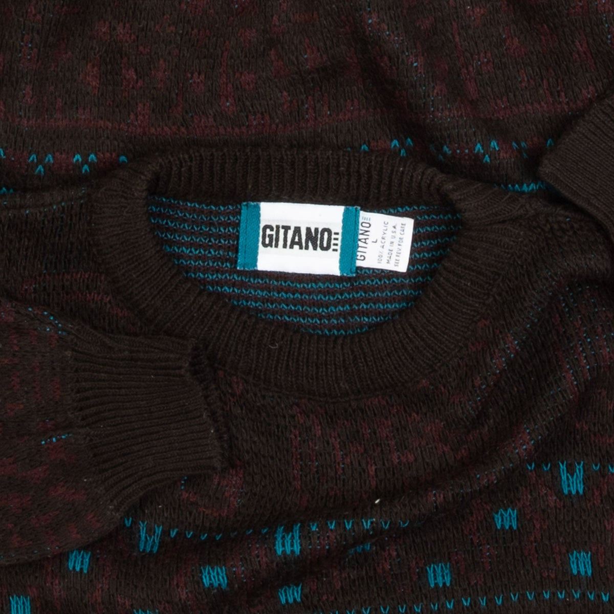 WOMEN'S VINTAGE 1990S STRIPED PATTERNED KNITTED JUMPER - LARGE