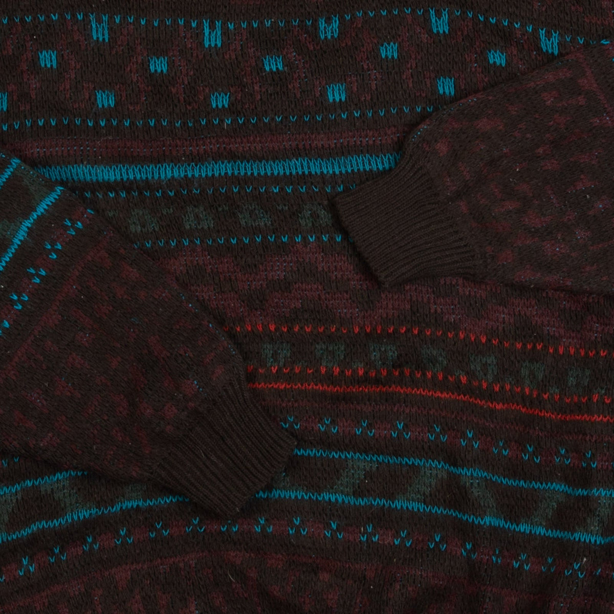 WOMEN'S VINTAGE 1990S STRIPED PATTERNED KNITTED JUMPER - LARGE