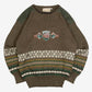 MEN'S VINTAGE 1990S EMBROIDERED PATTERNED KNITTED JUMPER - MEDIUM