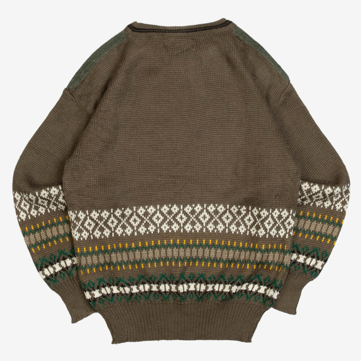 MEN'S VINTAGE 1990S EMBROIDERED PATTERNED KNITTED JUMPER - MEDIUM
