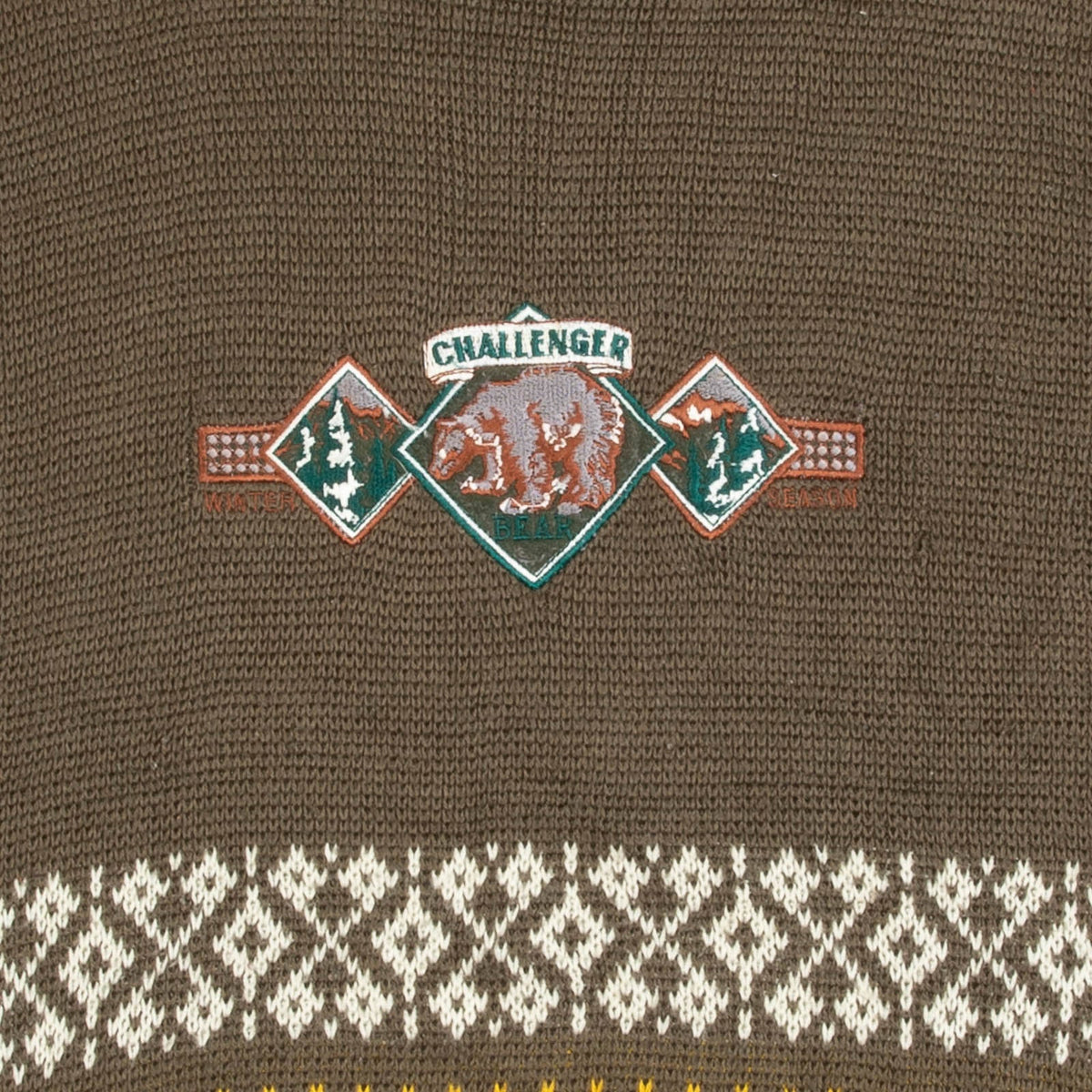 MEN'S VINTAGE 1990S EMBROIDERED PATTERNED KNITTED JUMPER - MEDIUM