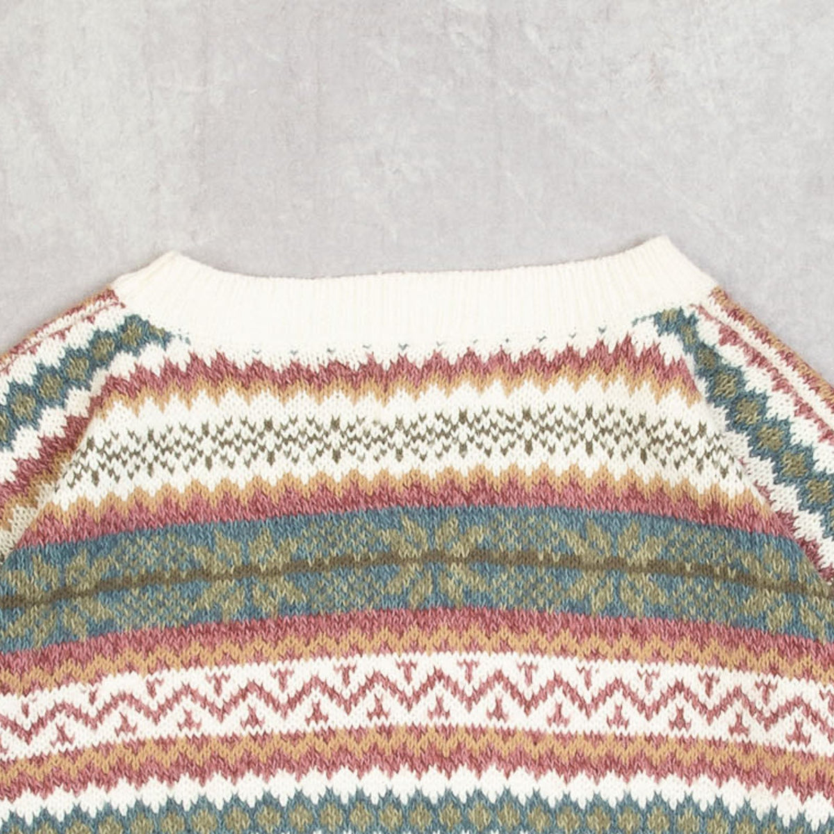 WOMEN'S VINTAGE 1990S CROPPED STRIPED PATTERNED KNITTED JUMPER - LARGE