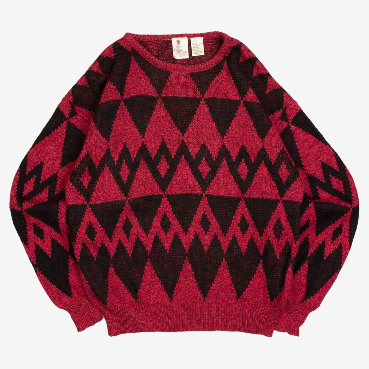 WOMEN'S VINTAGE 1980S PATTERNED KNITTED JUMPER - MEDIUM