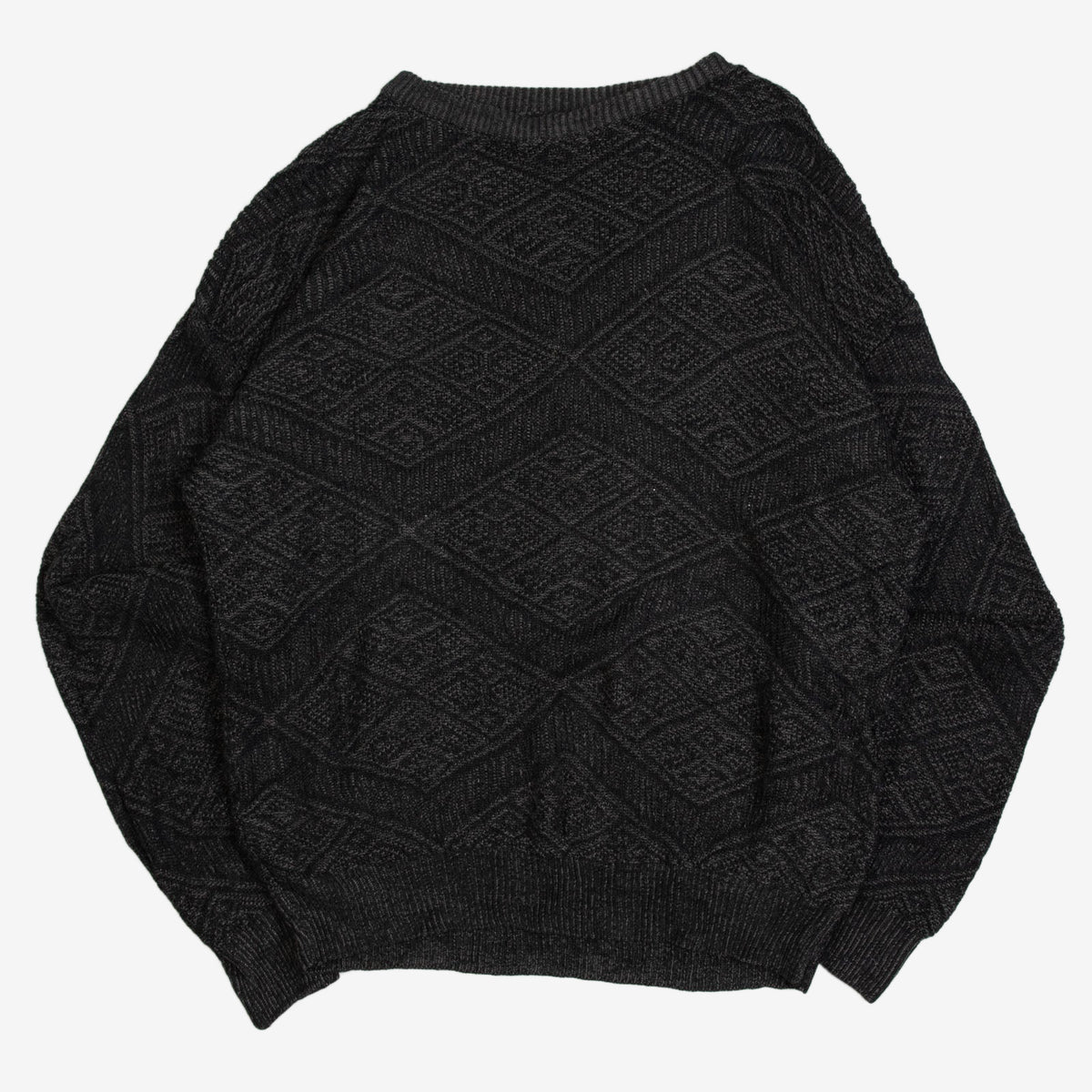 MEN'S VINTAGE 1980S STRUCTURED KNITTED JUMPER - LARGE