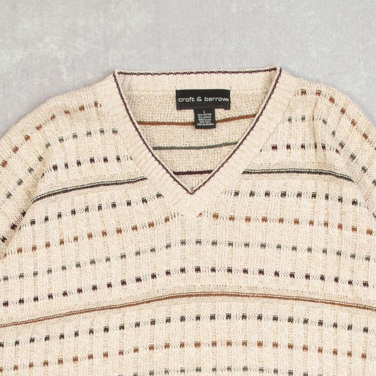 MEN'S VINTAGE 1990S STRUCTURED PATTERNED KNITTED JUMPER - LARGE